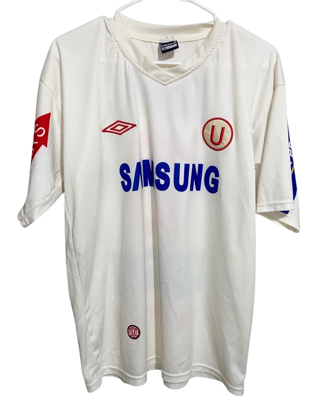 Umbro Soccer Jersey Shirt Mens M/L White Samsung Cristal #10 Peru Club Futbol